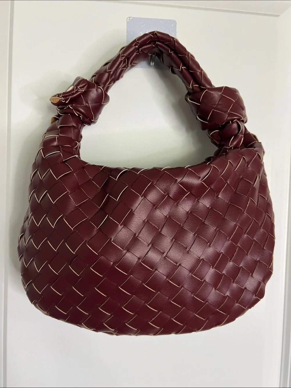Braided Hobo Bag in Deep Wine